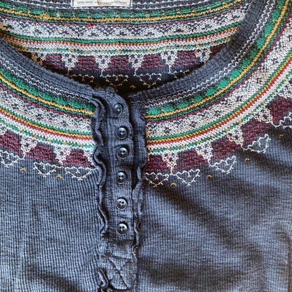 Free People Fair Isle Embroidered Henley - Picture 5 of 7